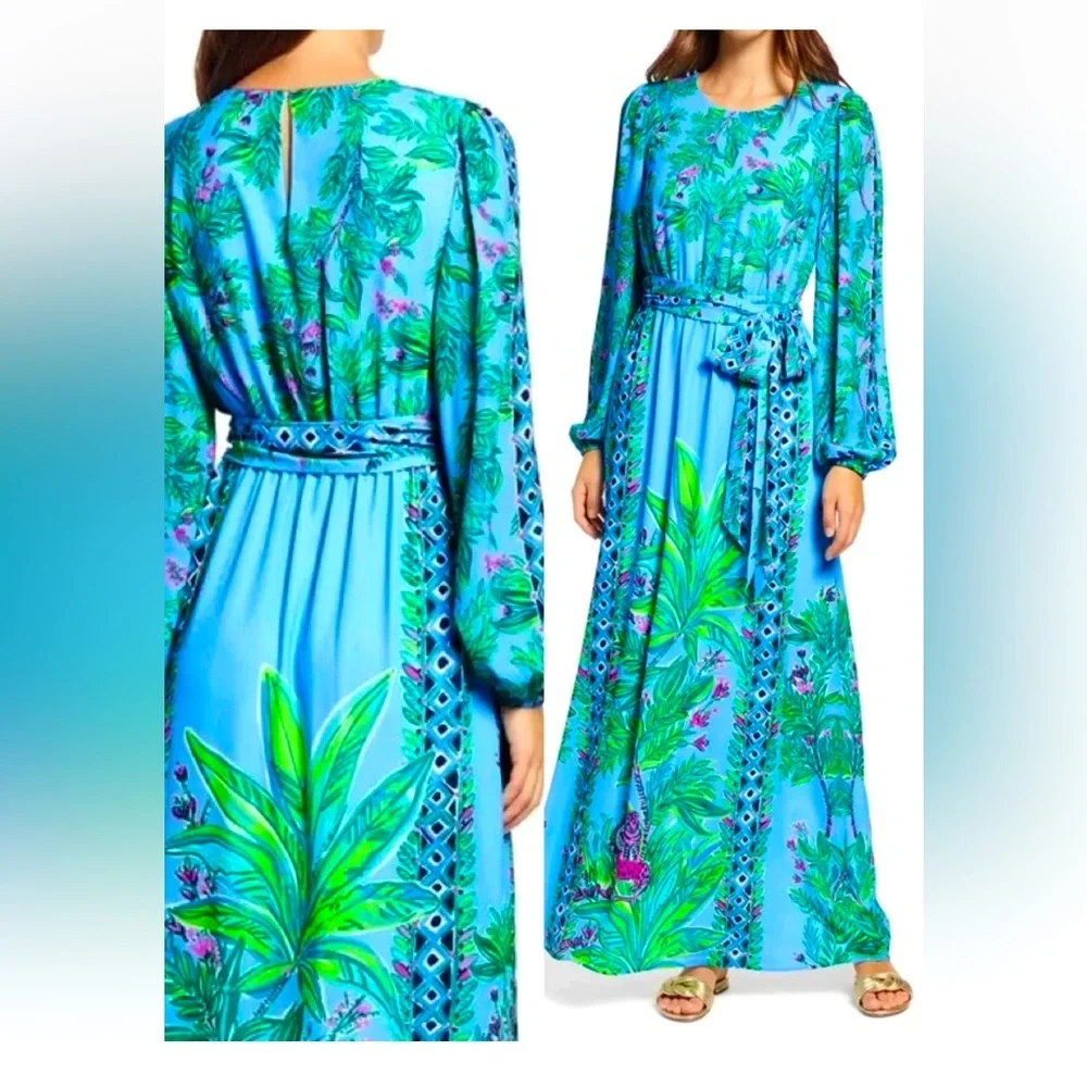 NWT LILLY PULITZER 2,4 CHYANNA PORTO BLUE BAMBOO FOREST New in original package - Picture 1 of 9